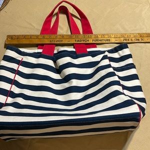Blue and white striped tote/beach bag